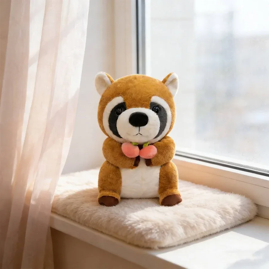15.7in Realistic Raccoon Plush Toy, Soft Stuffed Animal Wildlife Figure, Cute Forest Creature Hugging Pillow for Bedroom Decor, Unique Birthday - 2