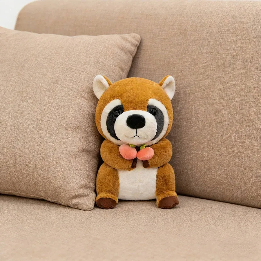 15.7in Realistic Raccoon Plush Toy, Soft Stuffed Animal Wildlife Figure, Cute Forest Creature Hugging Pillow for Bedroom Decor, Unique Birthday - 4