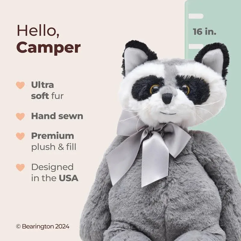 Bearington Camper Plush Raccoon Stuffed Animal - 6