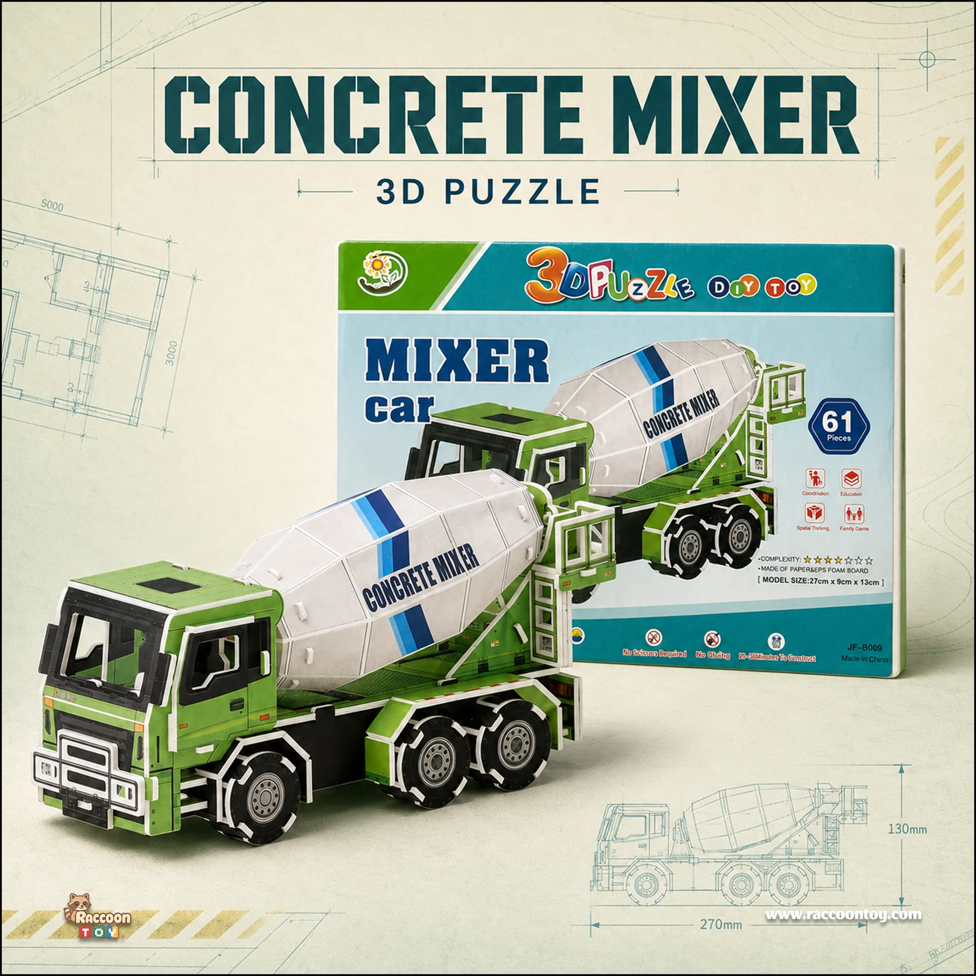Concrete Mixer Truck 3D Puzzle