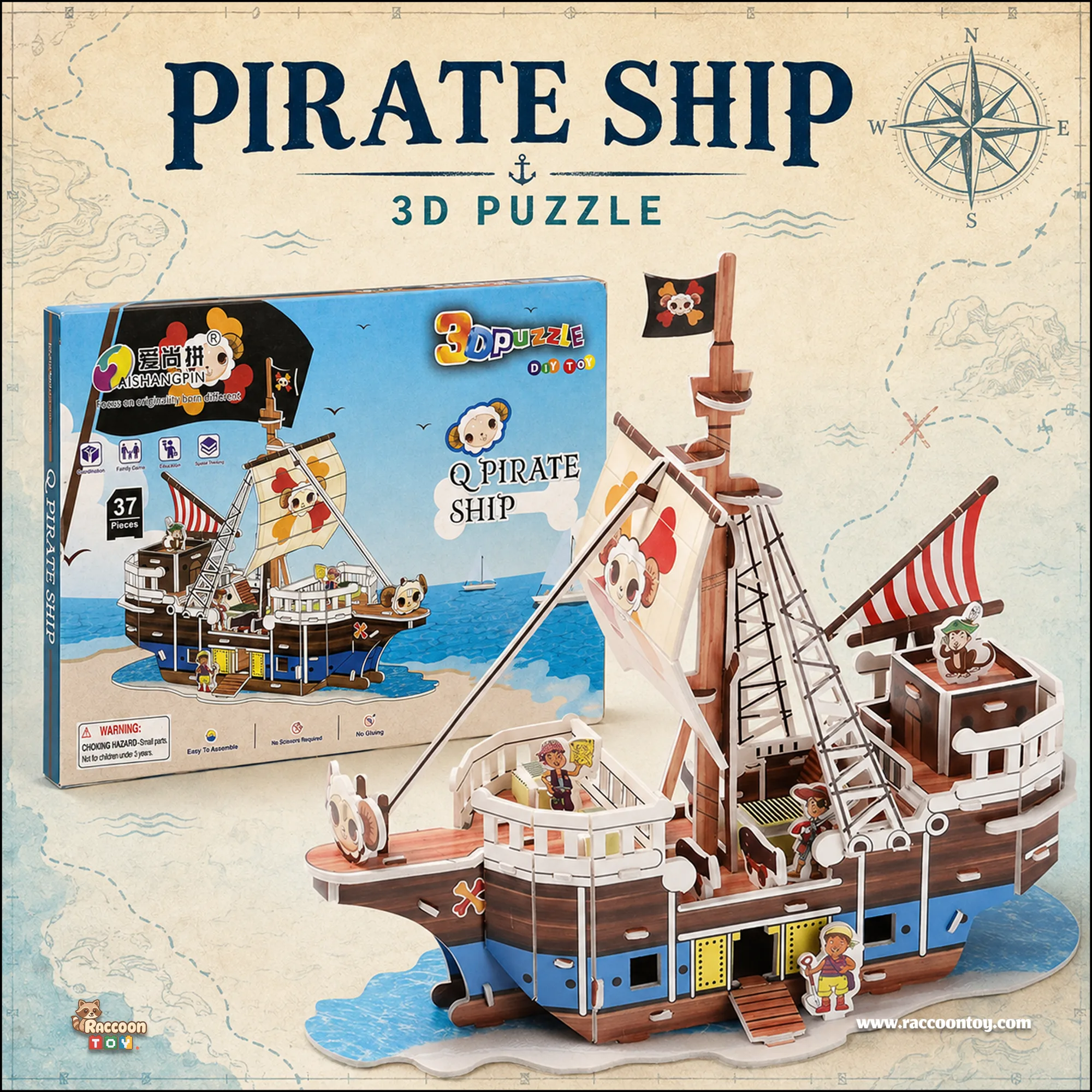 Q Pirate Ship 3D Puzzle