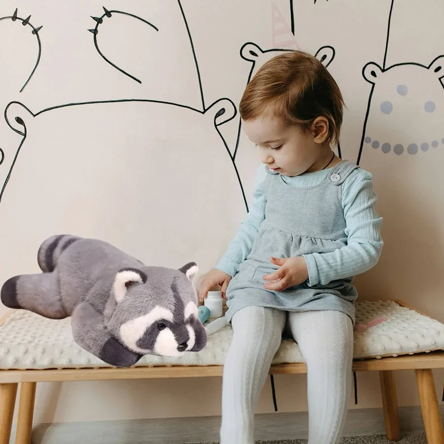 Raccoon Weighted Stuffed Animals, 11.81 Inch Raccoon Plush Toy Doll, Stuffed Raccoon Plush Pillow Cute Weighted Raccoon Plushies Toys for Birthday - 6