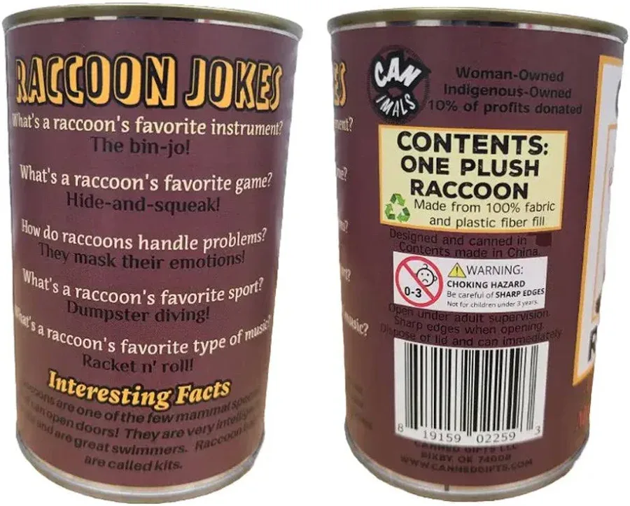 Rascal The Canned Raccoon Stuffed Animal - 6