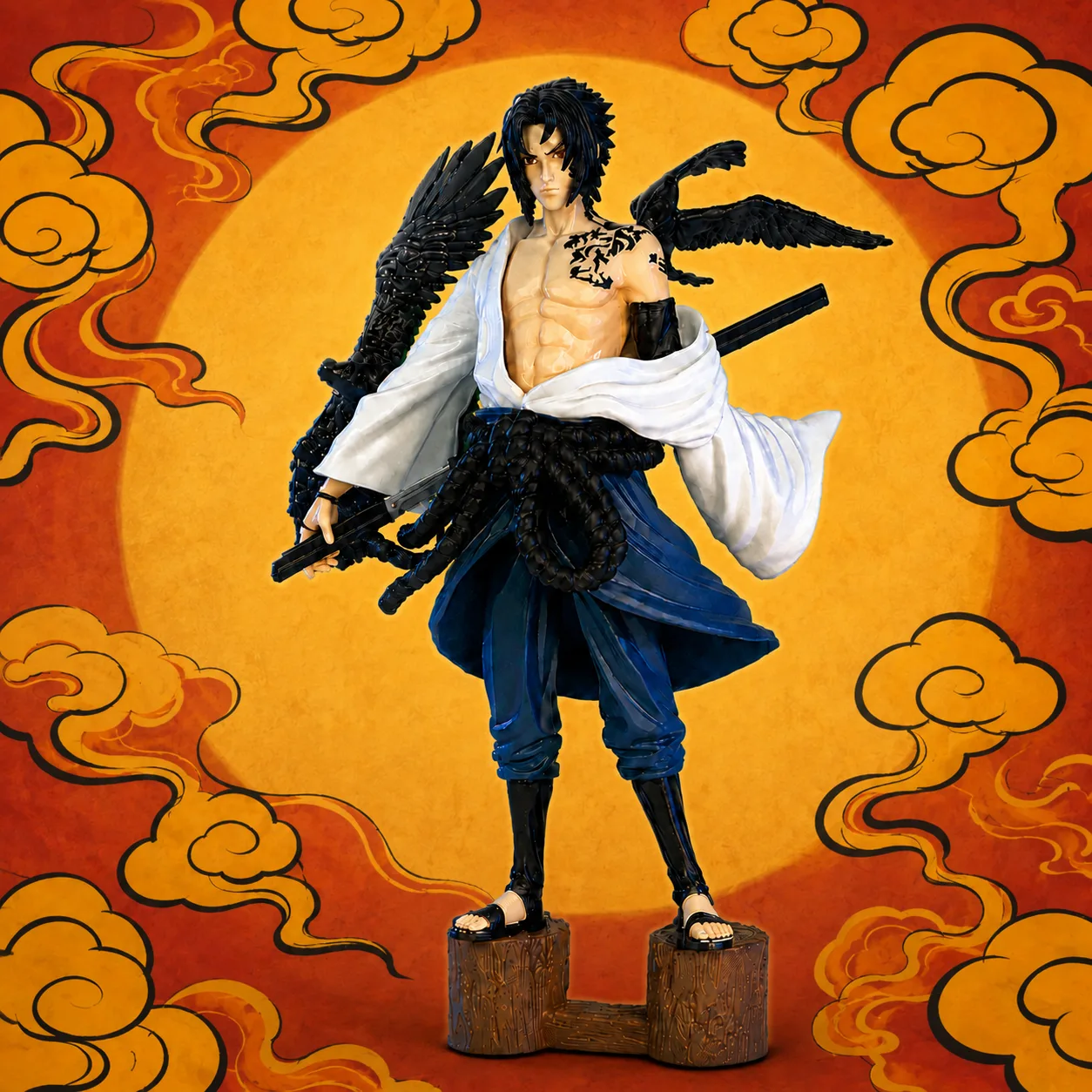 Sasuke Uchiha Action Figure (Shippuden White Robe & Curse Mark Edition)